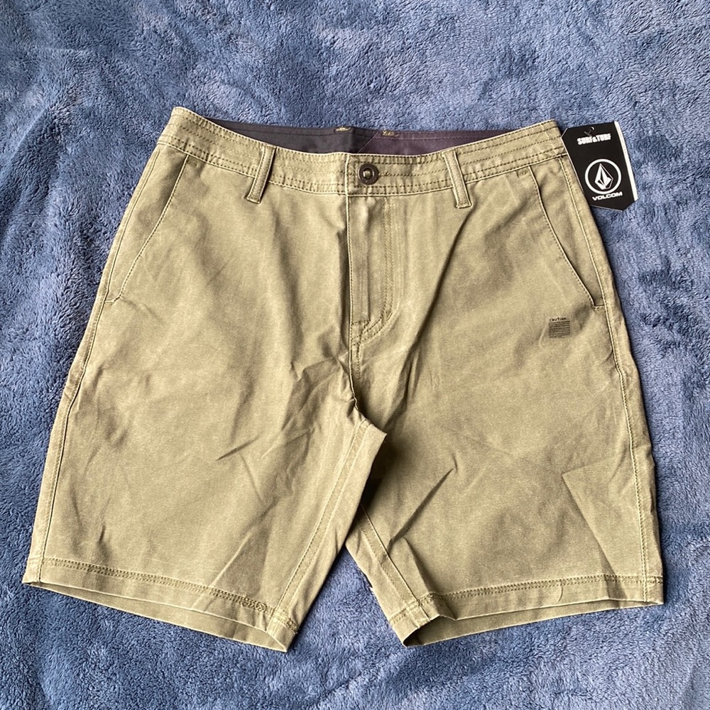 Volcom Olive Green Surf & Turf Hybrid Shorts